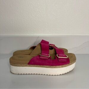 Clarks Collection Lana Beach Slide Sandals Pink Leather Platform Size 8.5